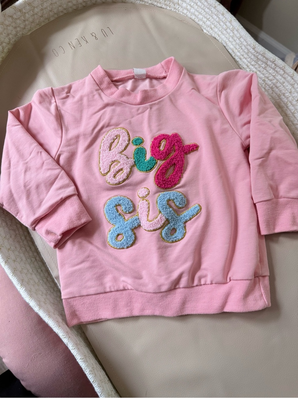 2 for $10 Pink 'Big Sis' Embroidered Sweatshirt
